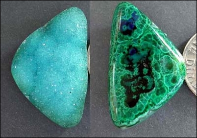 GEM CHRYSOCOLLA DRUZY WITH MALACHITE (USA)  -- 21.1 CT. FREEFORM